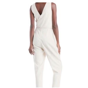 1.STATE JUMPSUIT CREAM SOLID SLEEVELESS WRAP FRONT SOFT TWILL WOMEN V-NECK SZ 12
